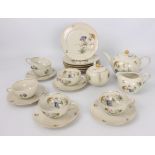 A German porcelain tea service by Rhenania of Duisdorf - 1950s-60s, comprising a teapot, two handled