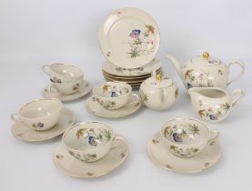 A German porcelain tea service by Rhenania of Duisdorf - 1950s-60s, comprising a teapot, two handled