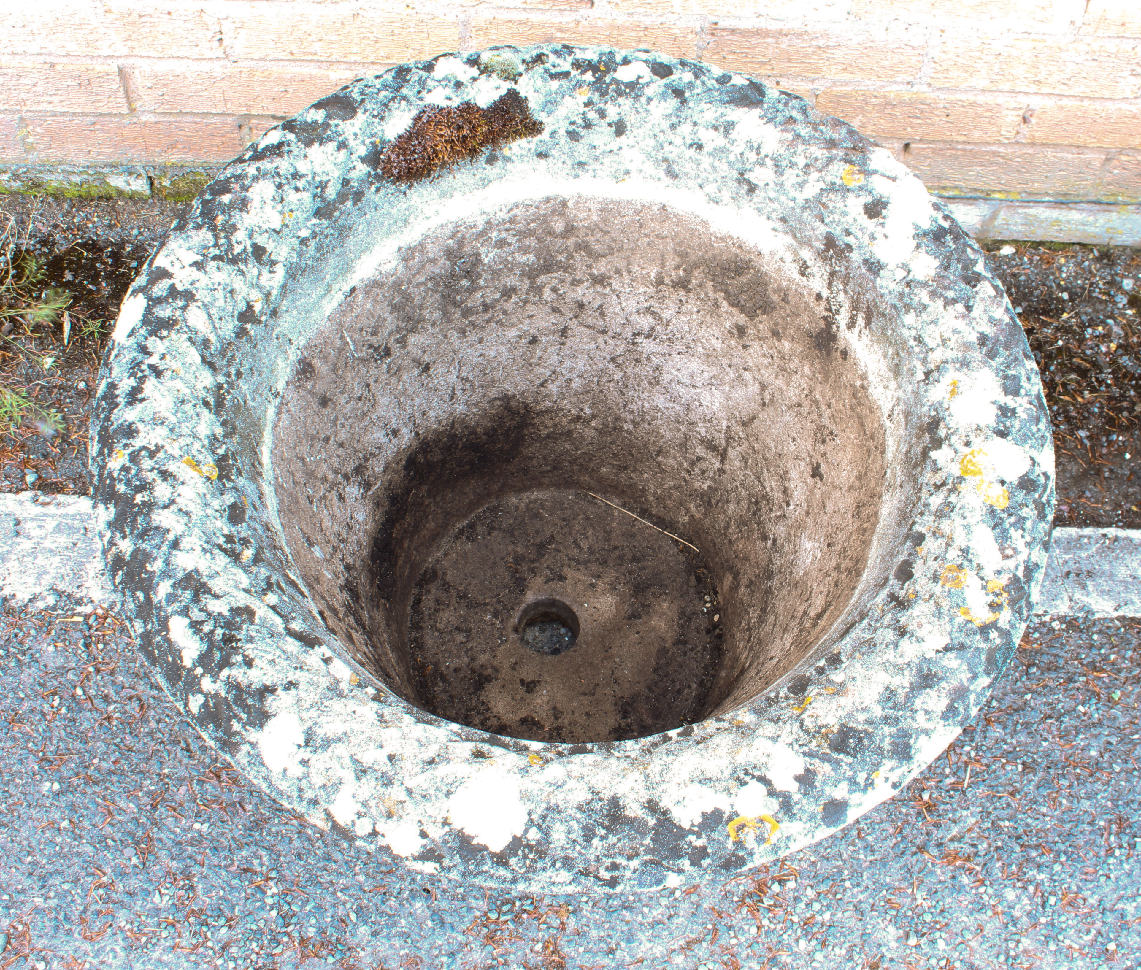 A pair of composite stone garden planters - well weathered, of tapering cylindrical form with - Image 3 of 4