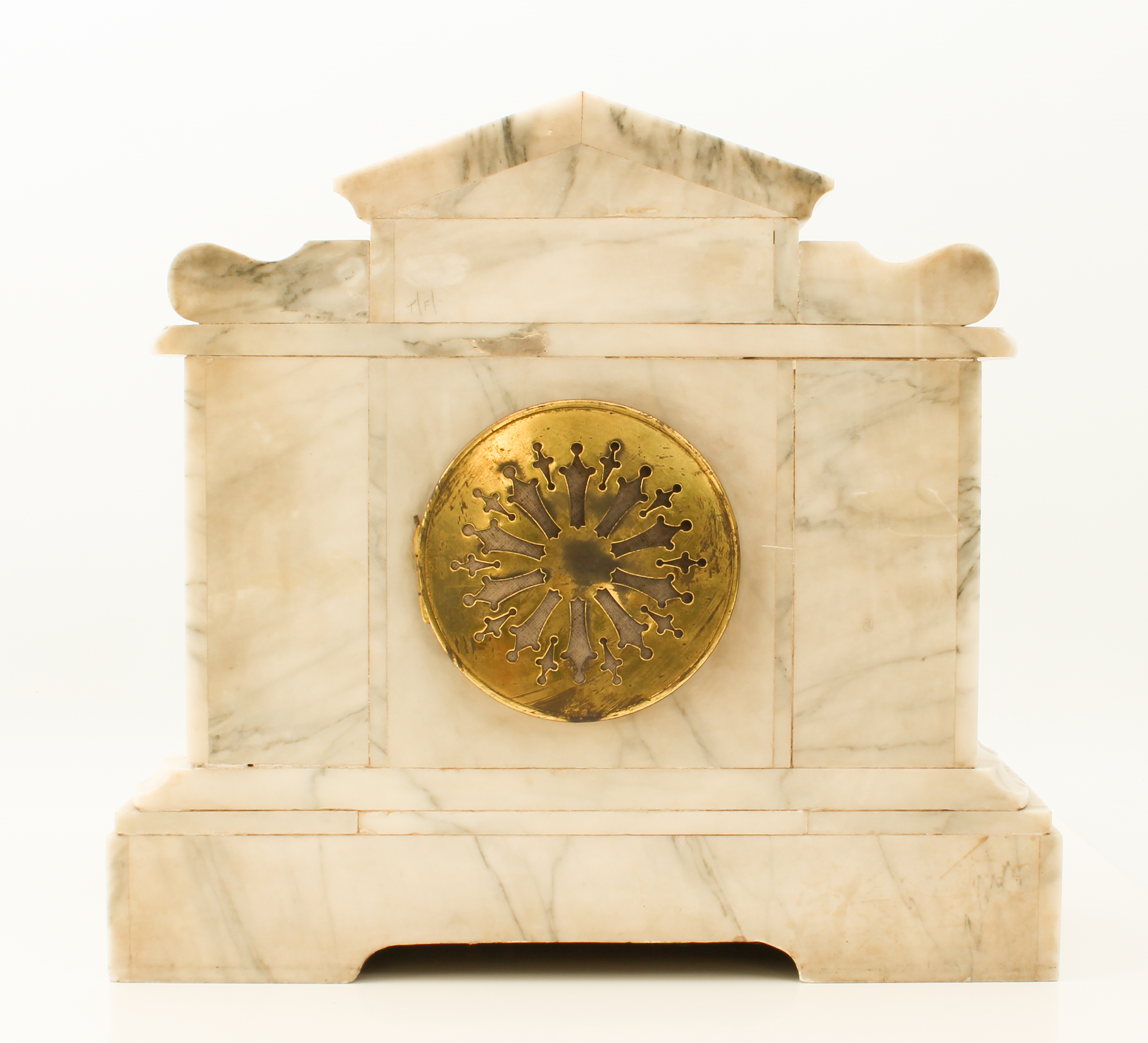 A French white marble eight-day mantel clock - circa 1900, the 10.5 cm ivory enamel and gilt-metal - Image 5 of 6