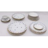 A small collection of Herend Cornflower Blue Garland pattern dinner ware - blue printed and