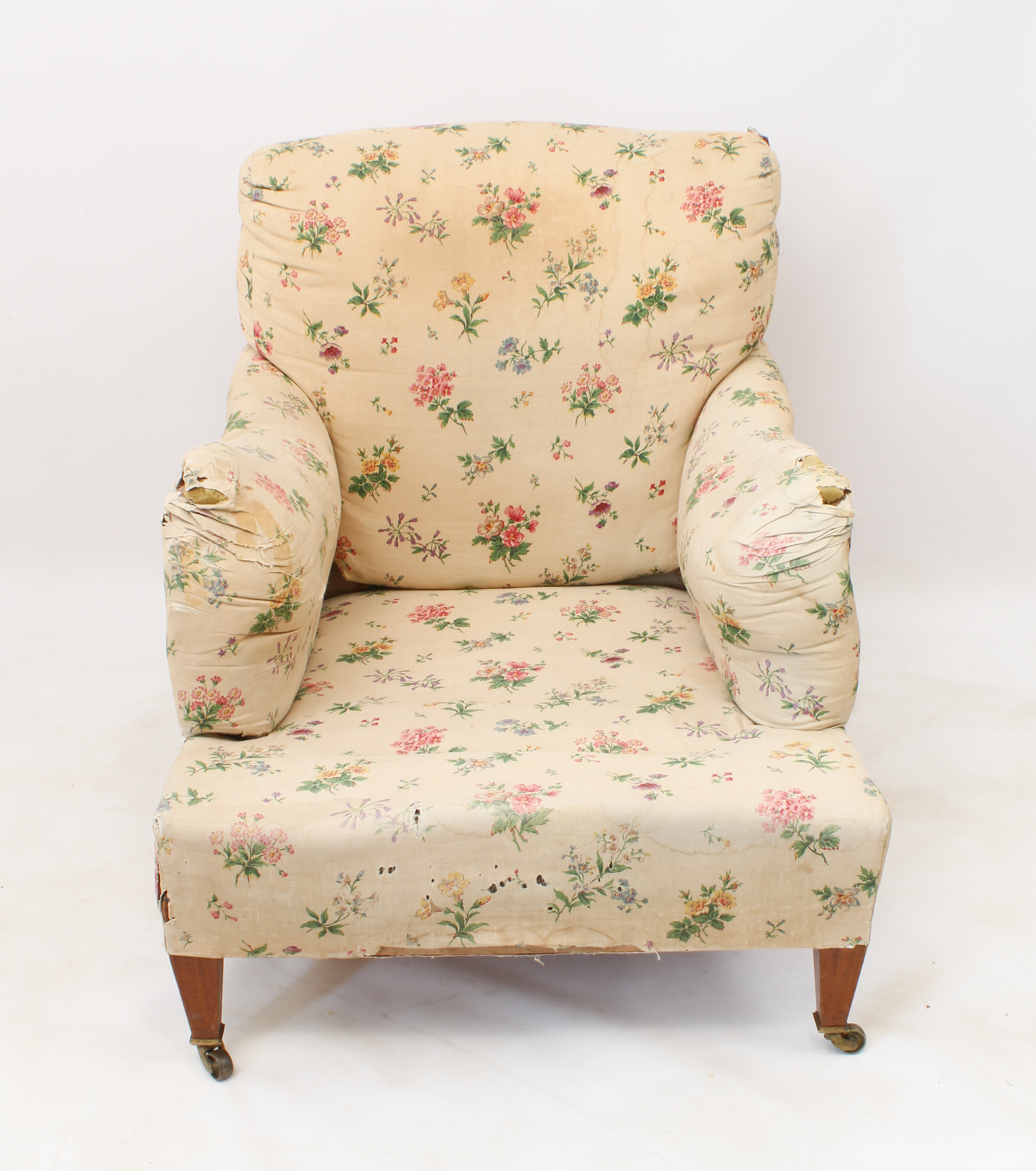 An early 20th century armchair by Howard & Sons - upholstered in early 20th century printed floral - Image 3 of 16