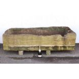 An exceptionally large and impressive antique carved stone trough - 19th century, rectangular with