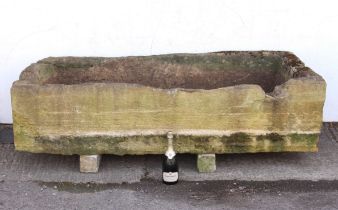 An exceptionally large and impressive antique carved stone trough - 19th century, rectangular with