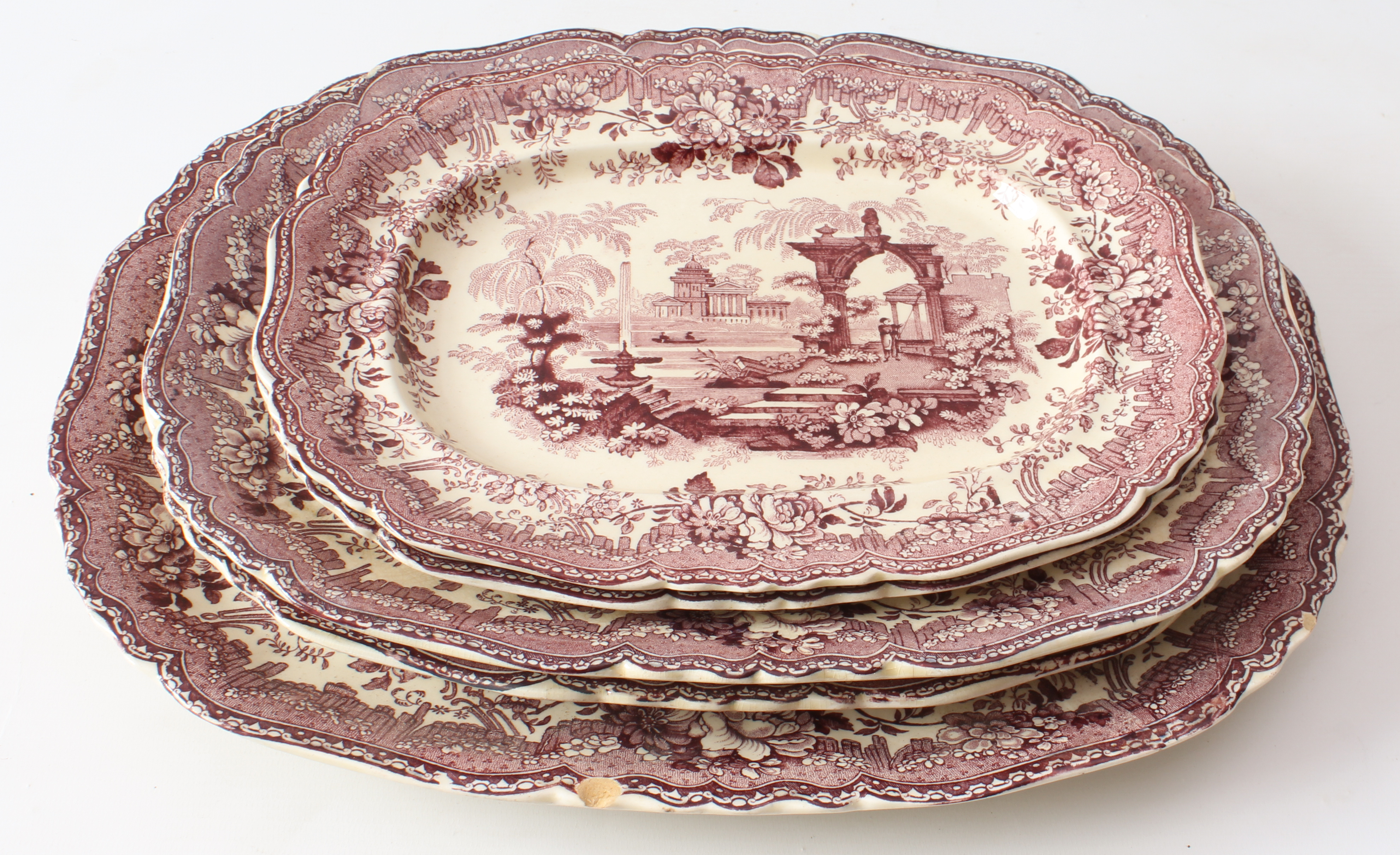 A Masons Patent Ironstone part dinner service - early 20th century, transfer decorated in dark red - Image 3 of 5