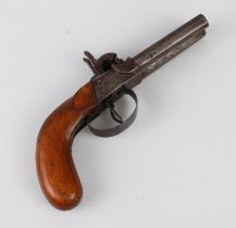 A 19th century double-barrel side by side percussion pistol.