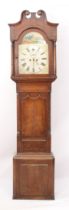 An early 19th century oak eight-day longcase clock by Pearce of Stratford - the signed, painted