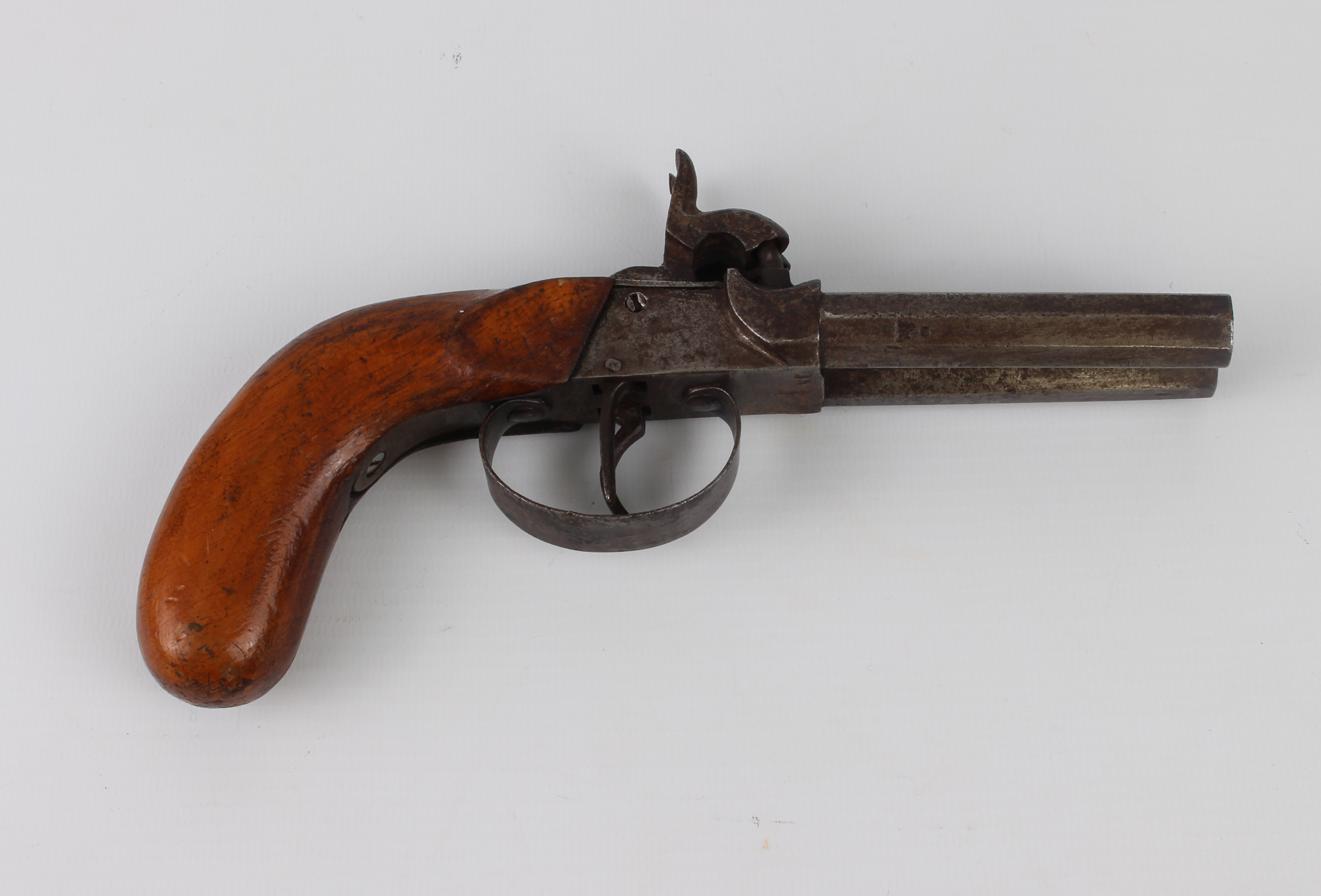 A 19th century double-barrel side by side percussion pistol. - Image 3 of 4