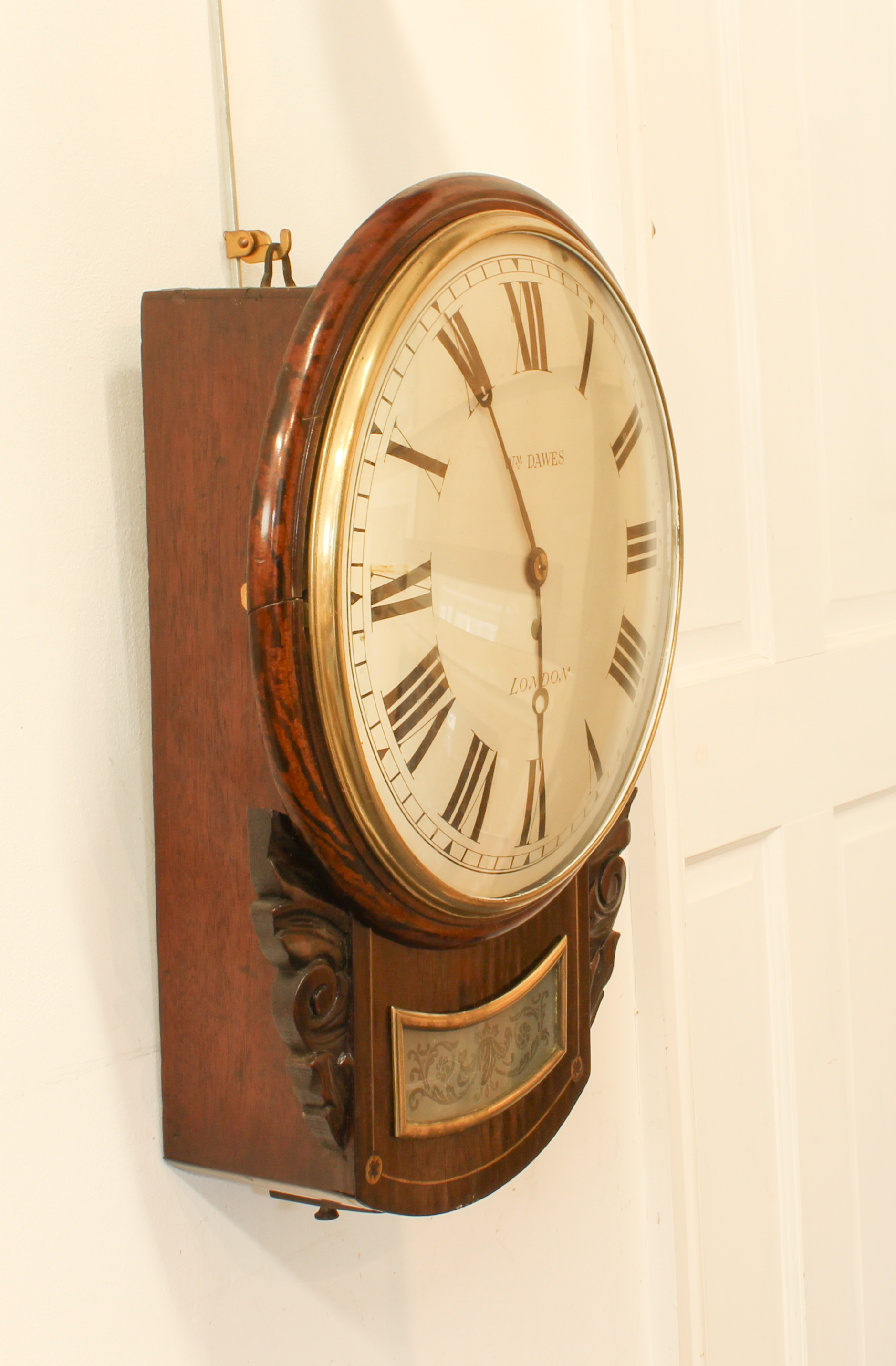 A 19th century William Dawes (London) drop dial wall clock - cream dial with Roman numerals, the - Image 2 of 4