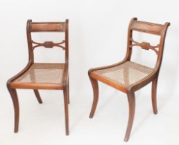 A pair of Regency mahogany and caned side chairs - with label top rails and X-shaped backs with