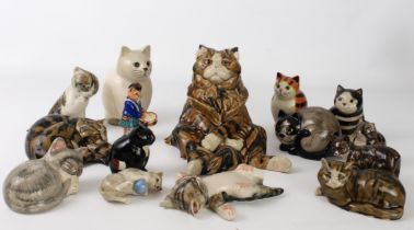 Three Living Ceramics pottery Cats by Clare McFarlane - comprising 'Gatsby', 'Cherry' and 'Pudding',