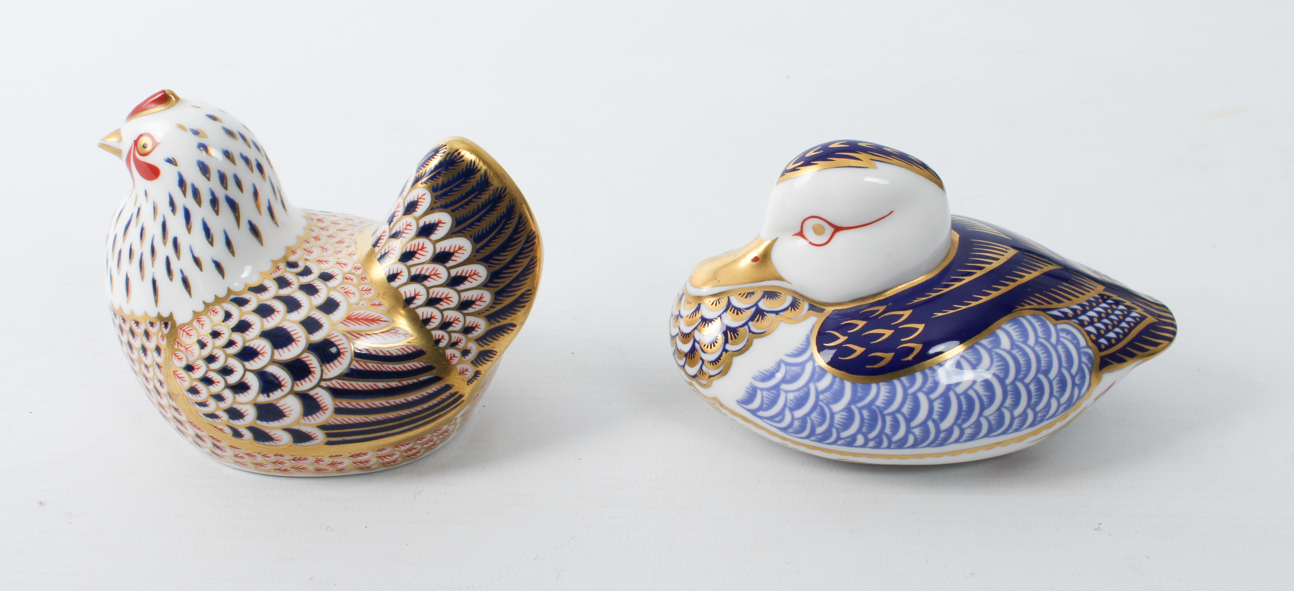 Two Royal Crown Derby paperweights - one a mandarin duck, the other a hen, both first quality and - Image 2 of 3