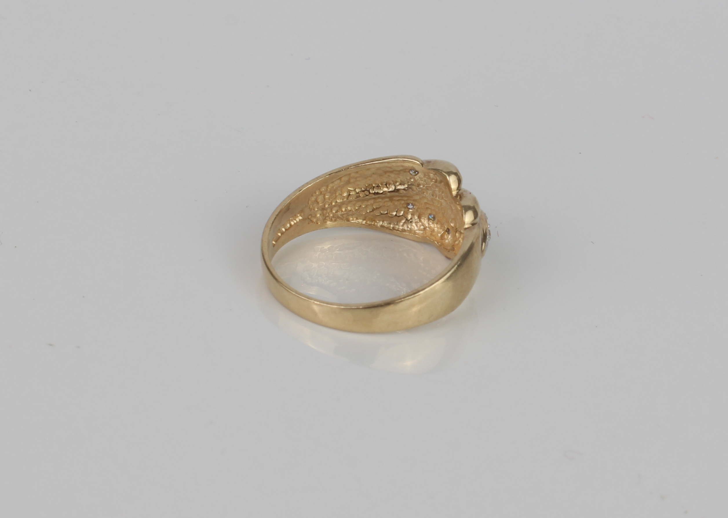 A 9ct gold and diamond ring - hallmarked Sheffield 1994, the foliate two-colour setting accented - Image 4 of 4