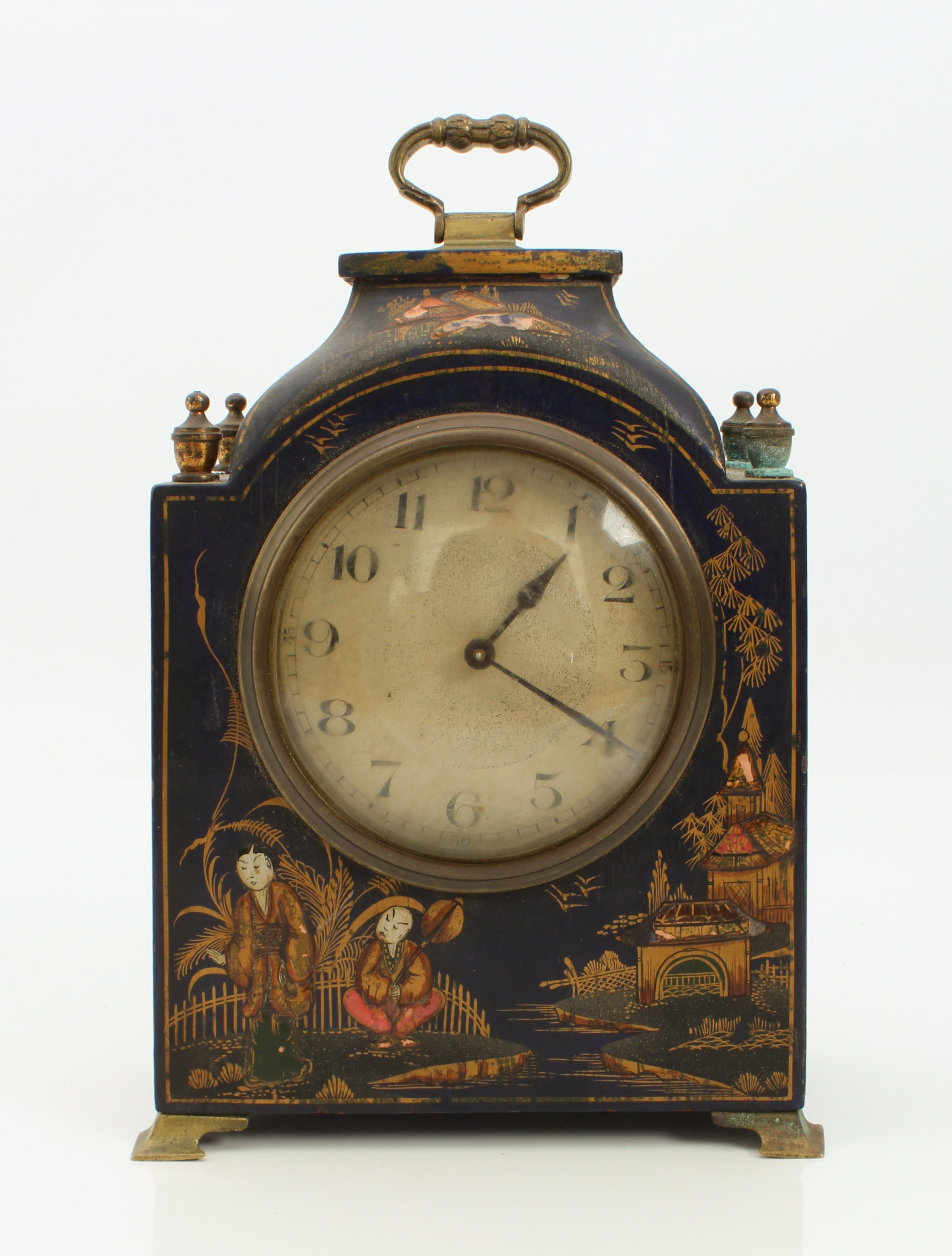 A brass-mounted desk or mantel clock in the Chinoiserie style - late-19th century, silvered 3¼ in - Image 6 of 10