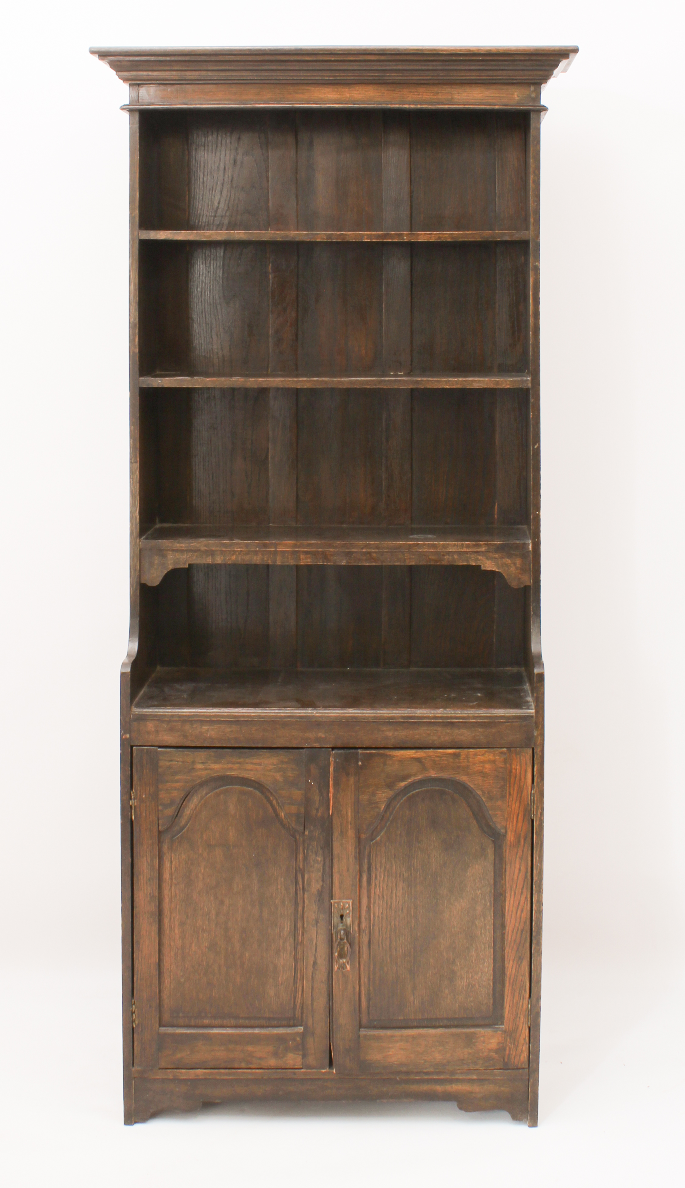 A small oak cupboard bookcase or miniature dresser - the stepped, ogee moulded cornice over four - Bild 2 aus 3