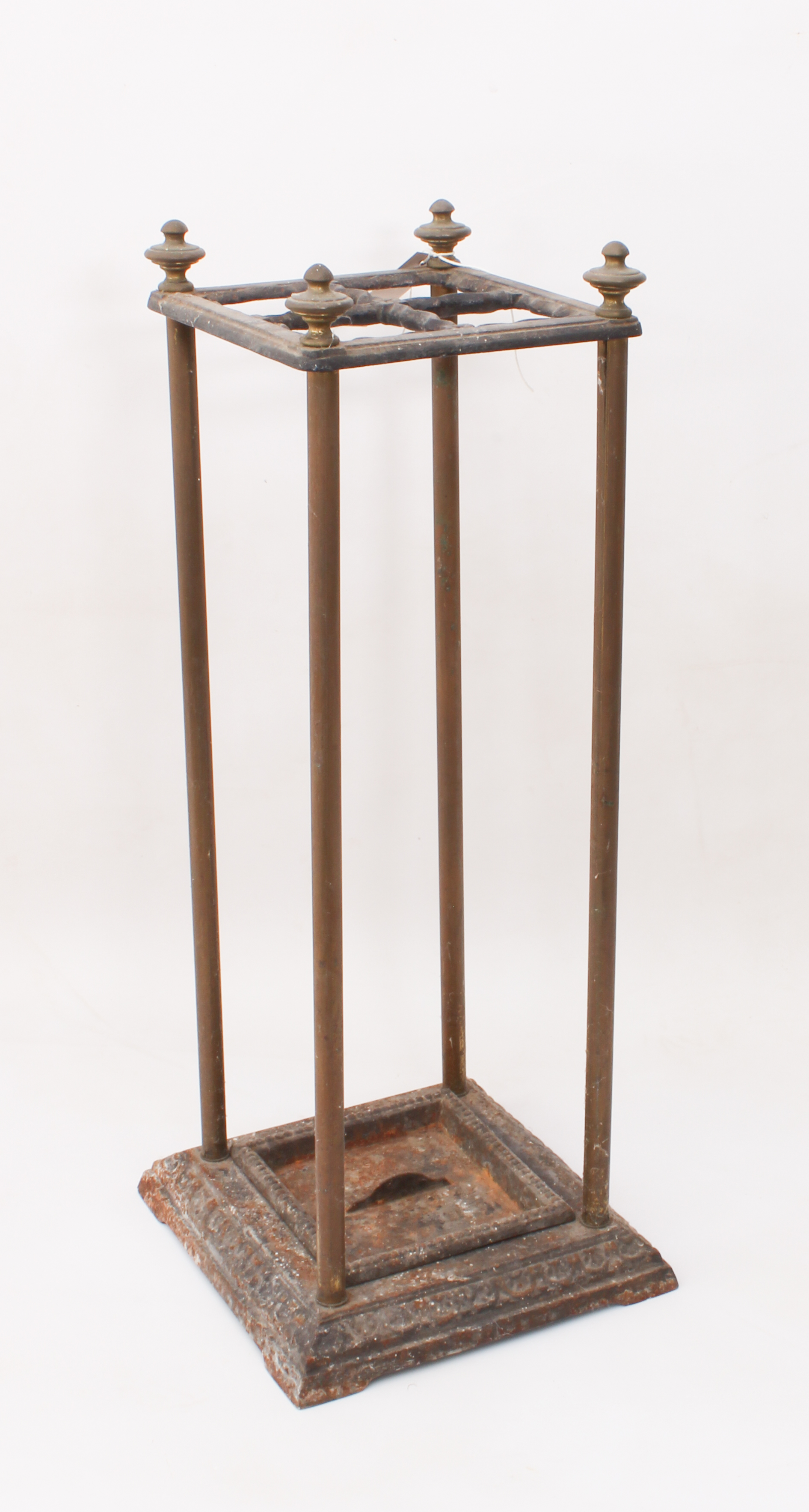 A Victorian-style cast iron and brass stick-stand - 62 cm high.