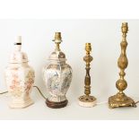 Four table lamps - comprising two china Oriental-style covered vase-type lamps, late 20th century,