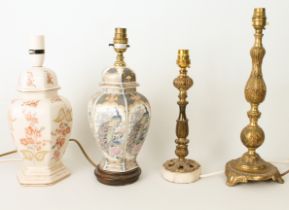 Four table lamps - comprising two china Oriental-style covered vase-type lamps, late 20th century,