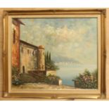 J. Hammer (second half 20th century) Mediterranean coastal scene oil on canvas board, signed lower