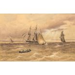 English School (19th century) Shipping off the coast watercolour, unsigned 6 3/8 x 9 5/8 in (16.25 x