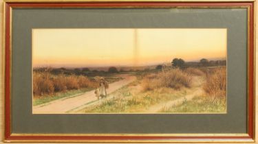 George Oyston (1860-1937) The journey home watercolour, signed lower right 8 7/8 x 20¼ in (22.5 x