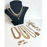 A collection of silver and costume jewellery - 1960s to modern, including a Swarovski brooch and a