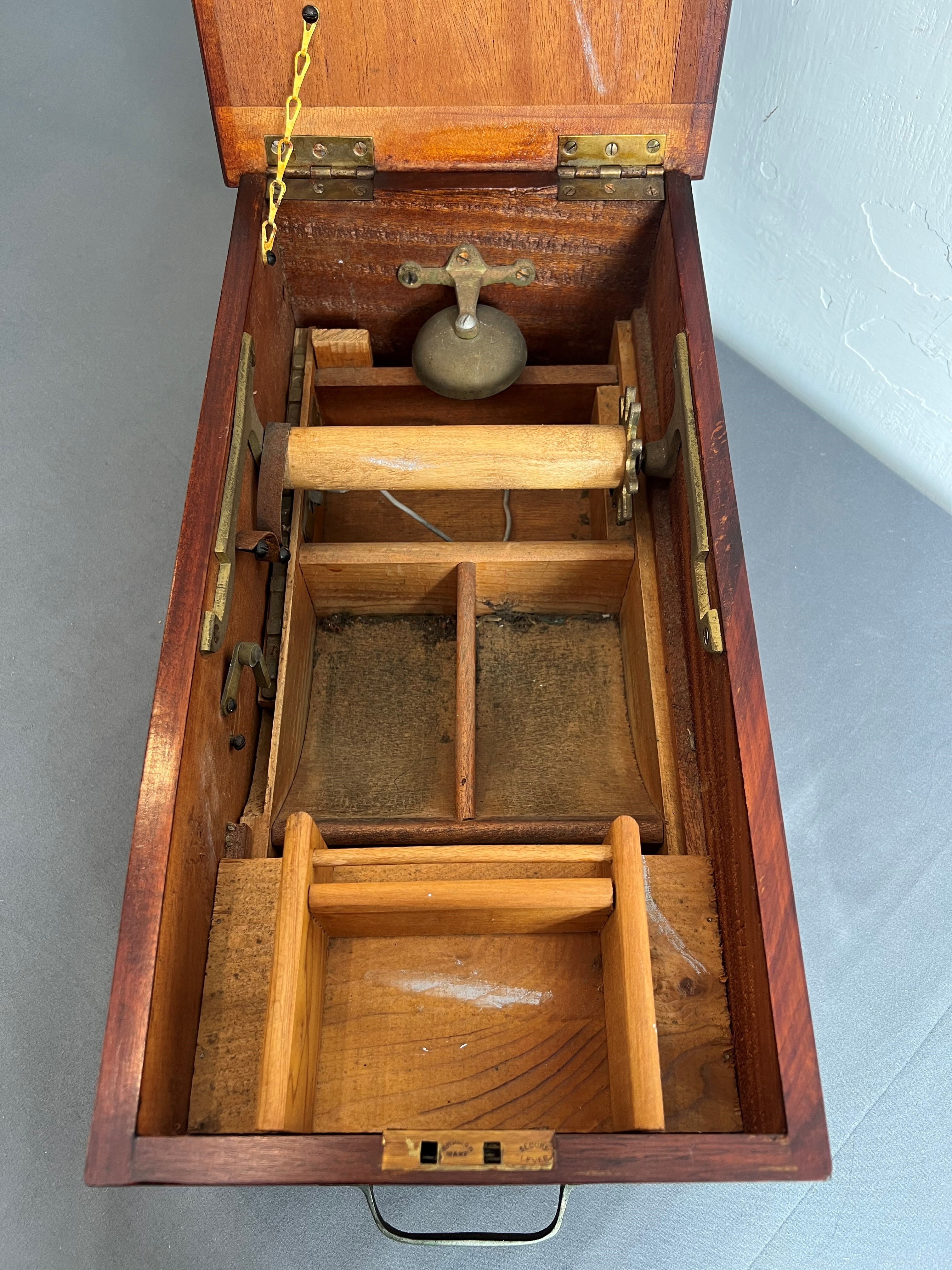 An antique mahogany counter top shop till - with plated fittings, 44.5 x 23.5 x 17.5 cm. - Image 3 of 4