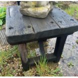 A timber outdoor table - 60 x 62cm, 60cm high.