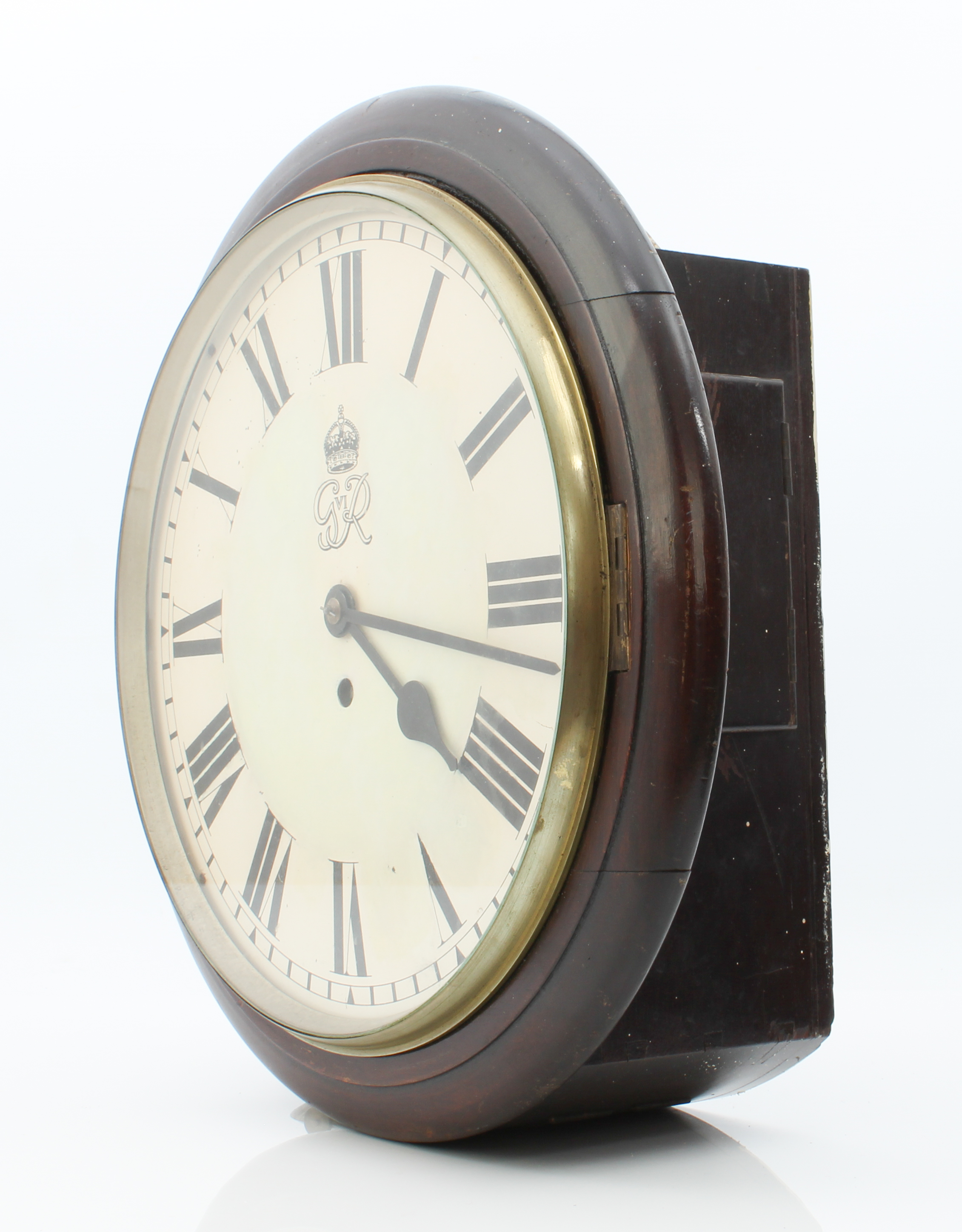 A F.W. Elliott mahogany Post Office wall clock - the single fusee movement with signed back-plate, - Image 3 of 5