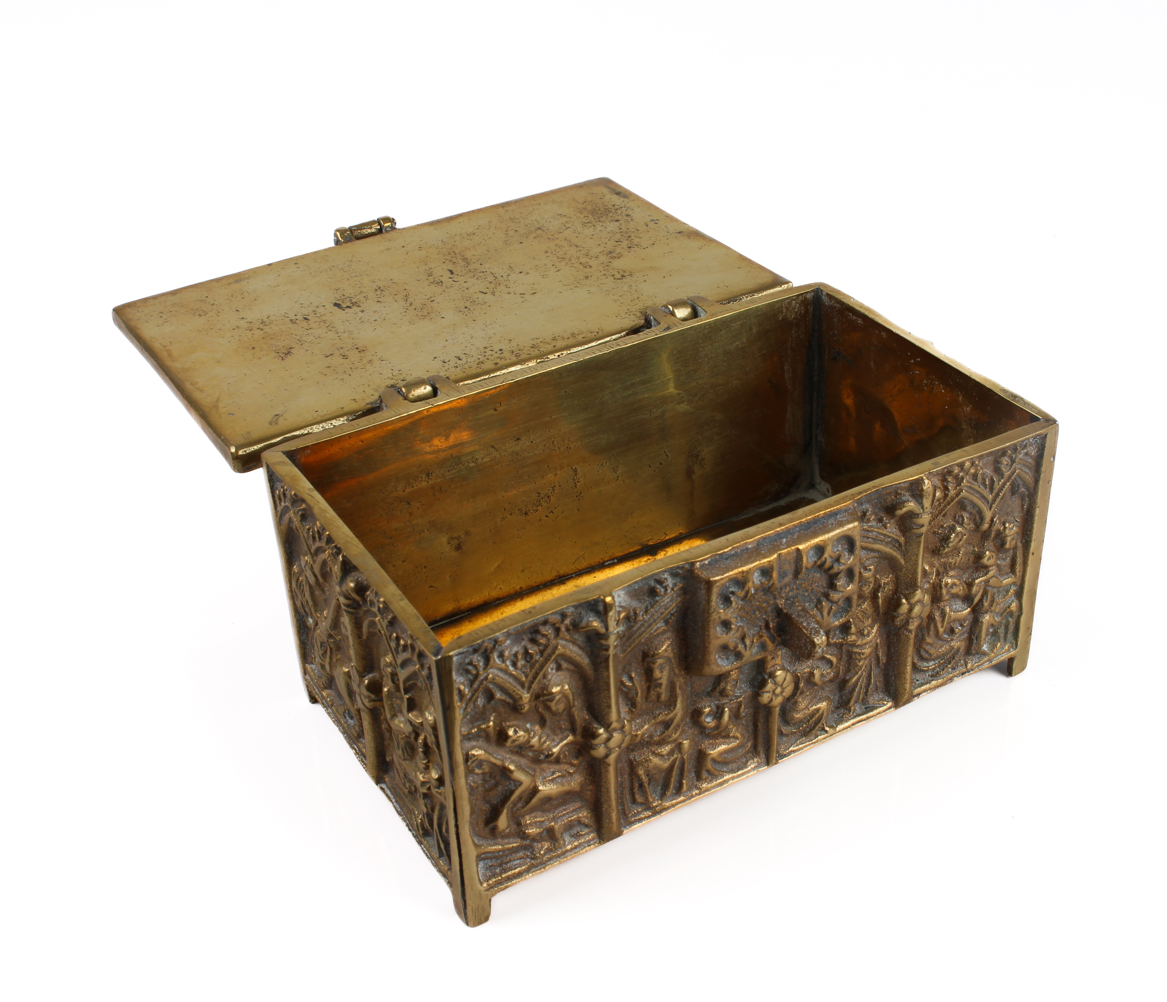 A heavy cast brass reliquary-style table casket - in the Gothic style, second half 20th century, - Image 2 of 4