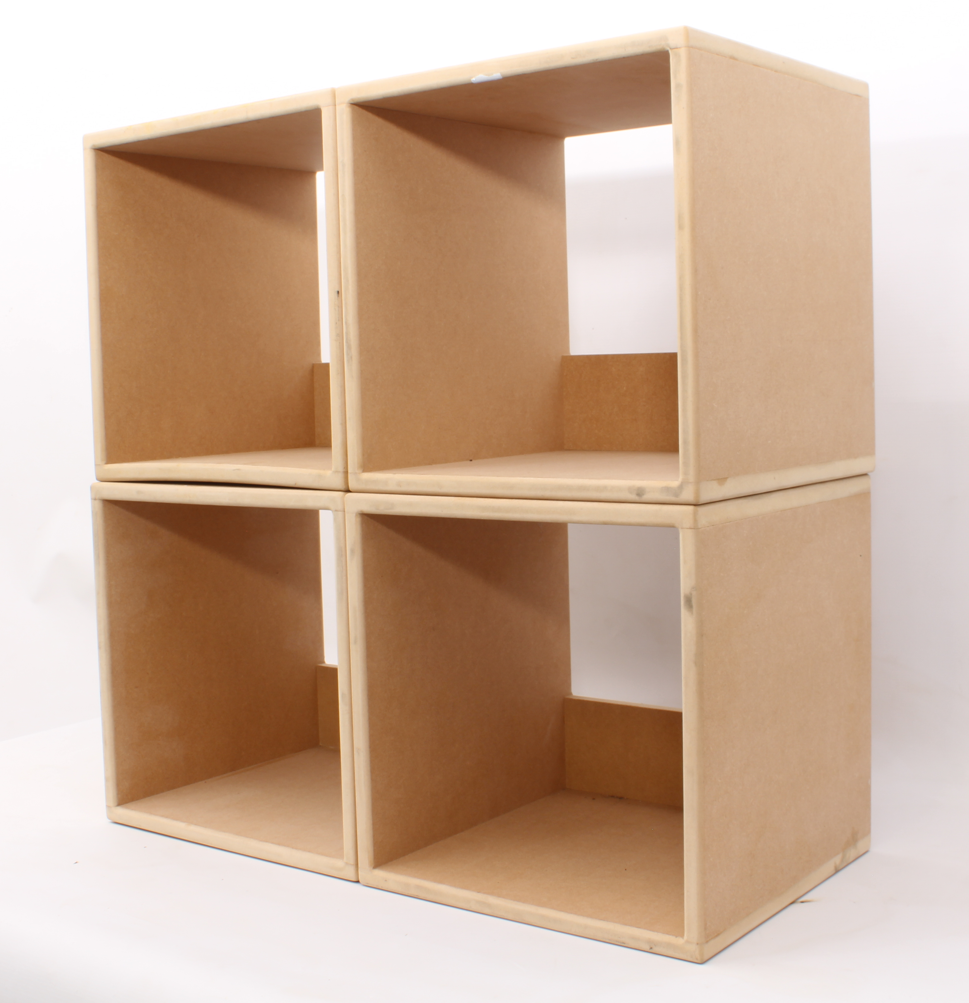 Four MDF stackable storage cubes for vinyl 12in LP records