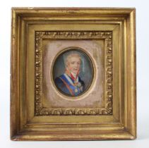 English School (19th century): a portrait miniature of the Duke of Wellington - oval, watercolour on