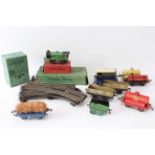 A quantity of early 20th century Hornby and Meccano train rolling stock including Track Shell