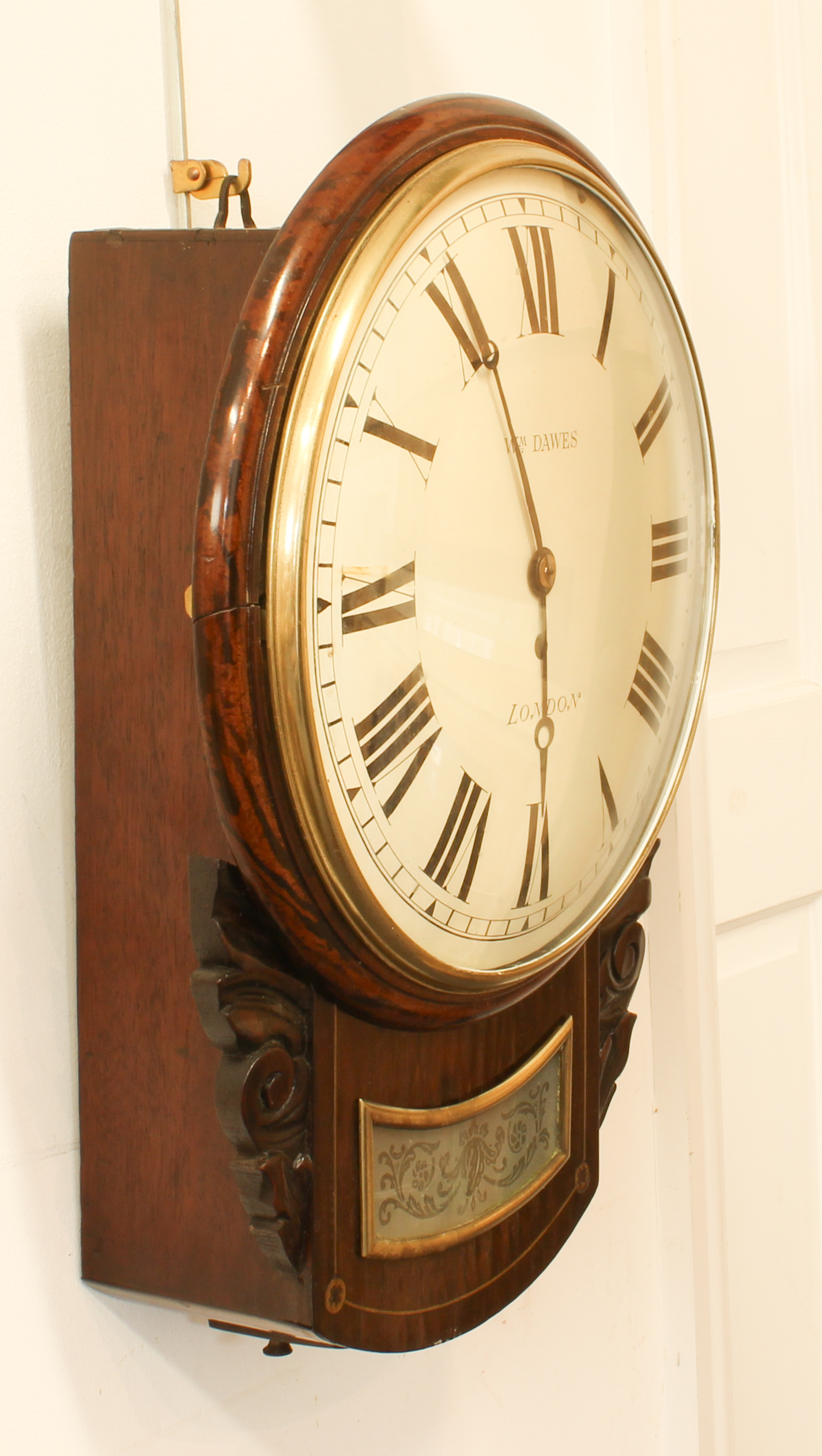 A 19th century William Dawes (London) drop dial wall clock - cream dial with Roman numerals, the - Image 3 of 4