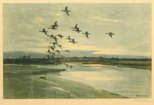 Peter Scott (British, 1909-1989) 'Widgeon beyond the dunes'; and 'Pinkfeet - the wild geese of