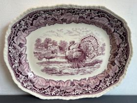 A Masons Patent Ironstone China Christmas or Thanksgiving turkey platter - 20th century, 'Watteau'