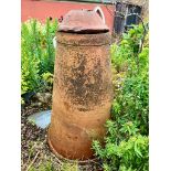 A Victorian terracotta rhubarb forcer - 46cm diameter at base, 71cm high (repaired cracks around