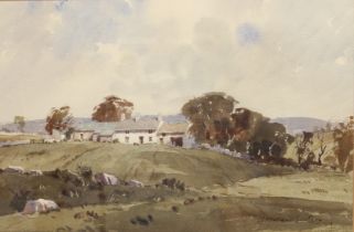James Fletcher-Watson (British, 1913-2004) 'Yorkshire farm' watercolour, signed lower right,