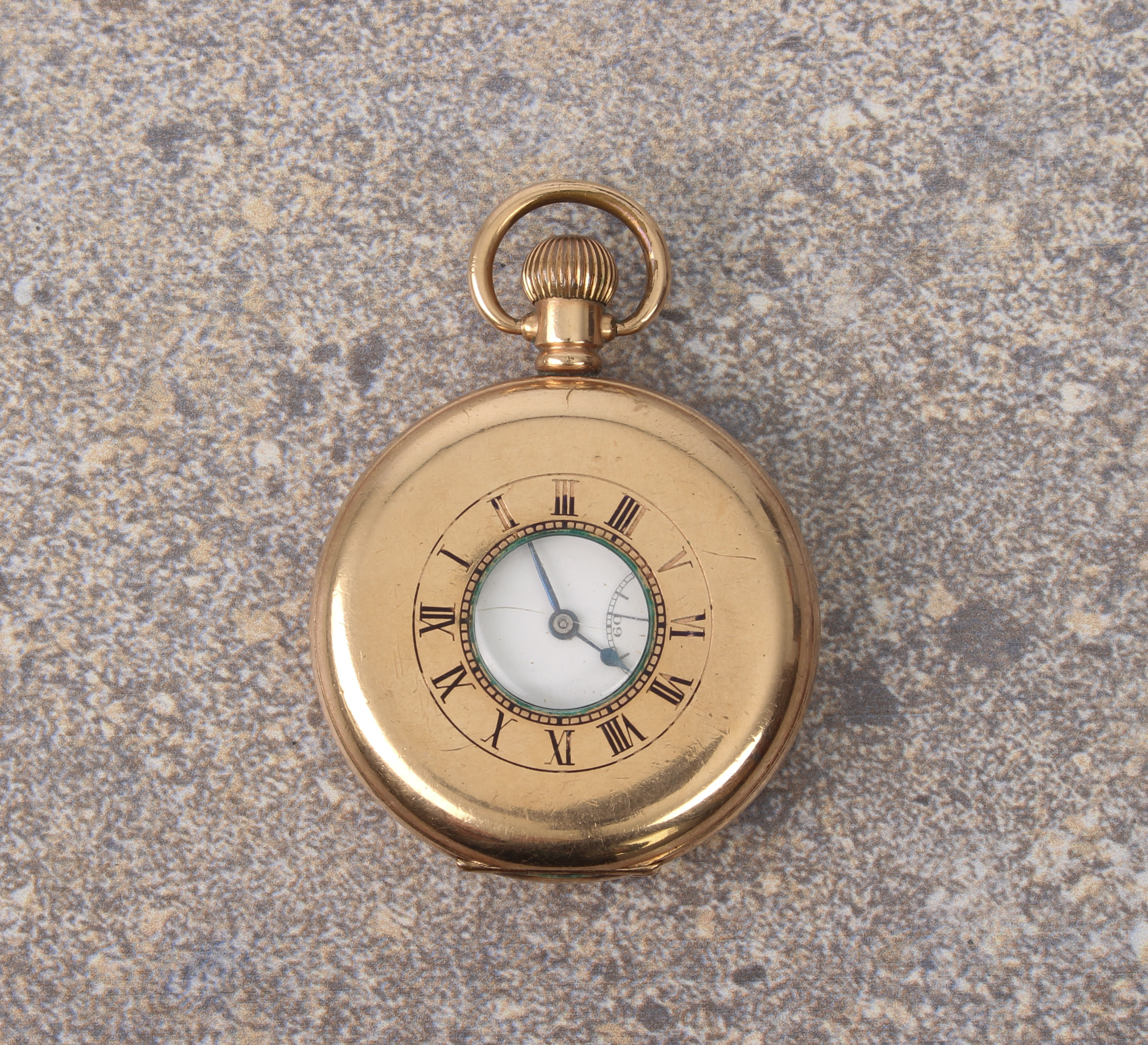 A rolled gold half hunter fob wind pocket watch - with Forward Swiss 15 jewel lever movement (