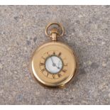 A rolled gold half hunter fob wind pocket watch - with Forward Swiss 15 jewel lever movement (