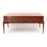 A George III inlaid mahogany sideboard, converted from a square piano - with parquetry feather