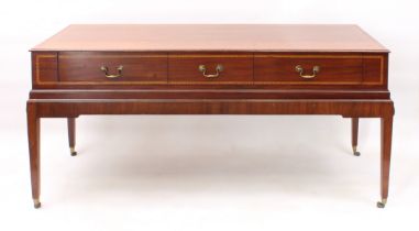 A George III inlaid mahogany sideboard, converted from a square piano - with parquetry feather