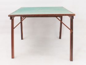 An Edwardian mahogany folding card-table - original maker's label to underside, 'Mudie's Squeezer