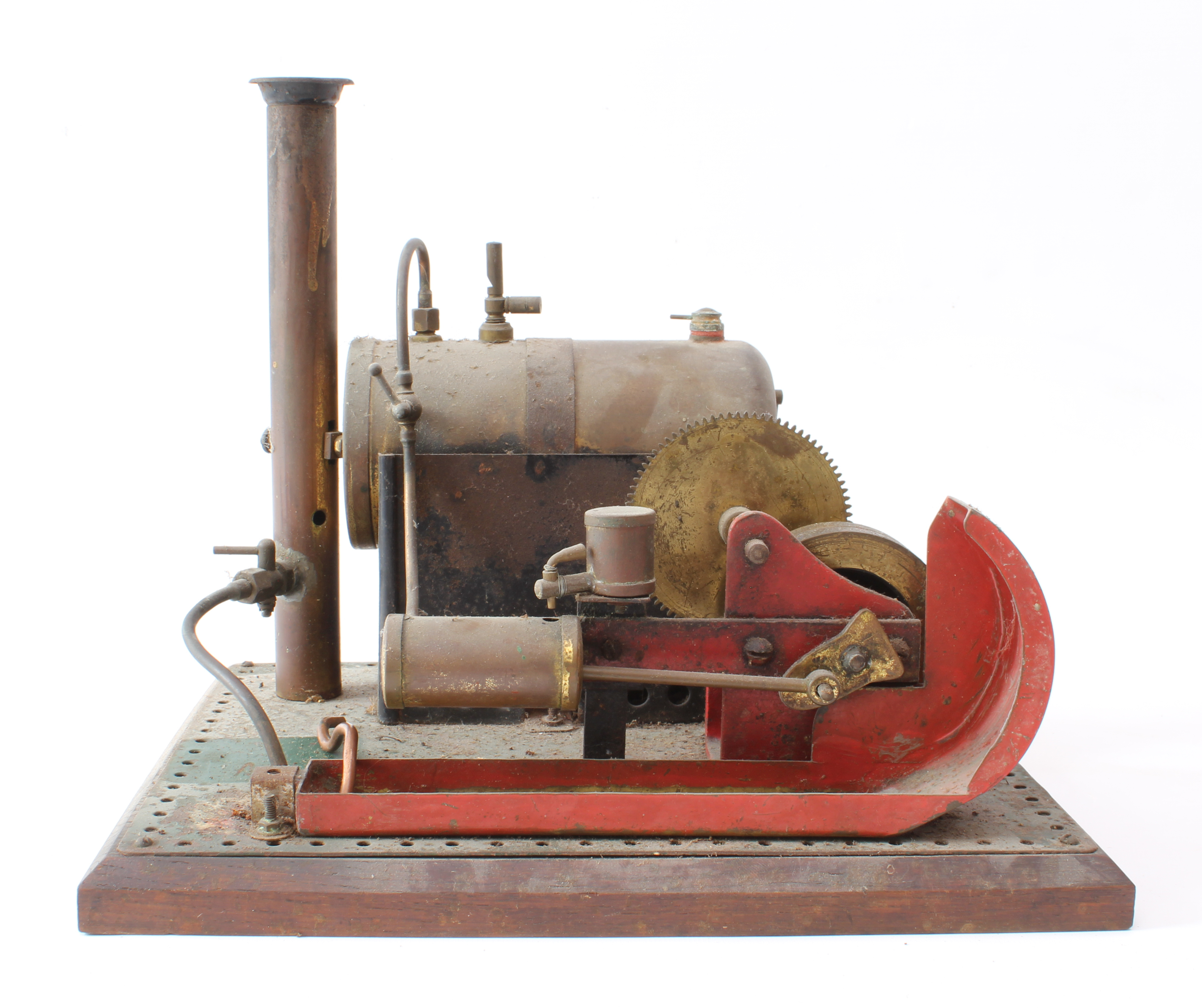 A Bowman Models 101 single cylinder Stationary Steam Engine - with wooden baseplate, 25.75 cm