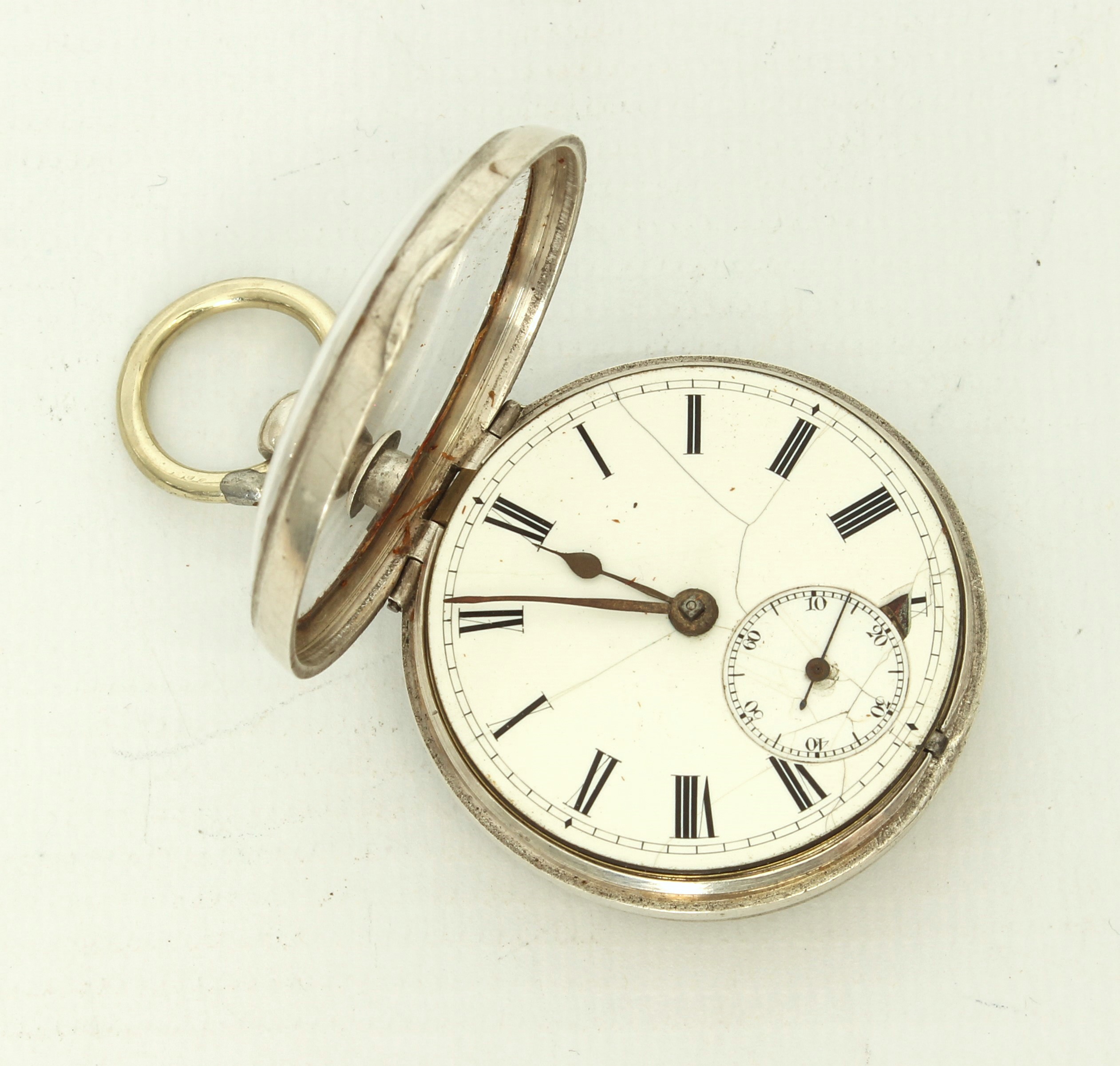 A silver-cased pocket watch with white-enamel dial, Roman numerals and subsidiary seconds dial, - Image 5 of 7