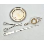 A small group of silver plated and Old Sheffield Plate items - comprising a pair of grape scissors