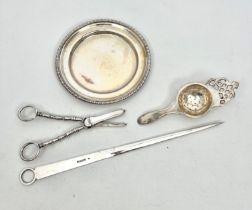 A small group of silver plated and Old Sheffield Plate items - comprising a pair of grape scissors