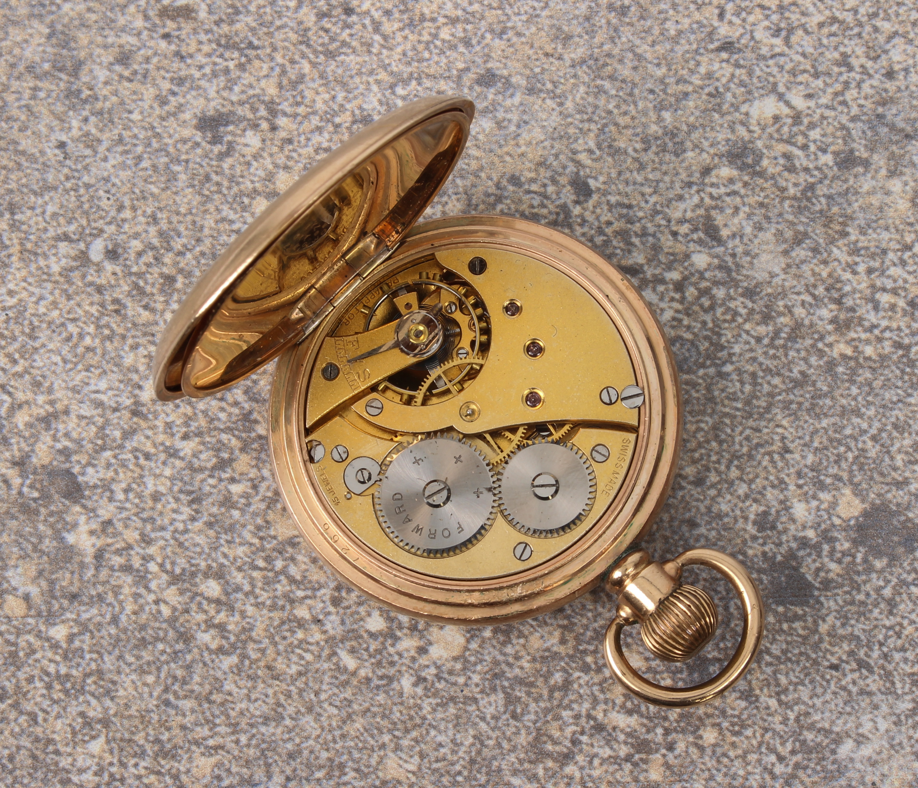 A rolled gold half hunter fob wind pocket watch - with Forward Swiss 15 jewel lever movement ( - Image 4 of 4