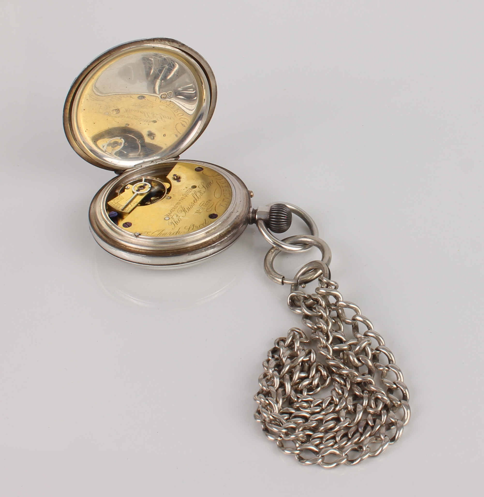 A Victorian silver half hunter pocket watch by Thomas Russell & Son of Liverpool - the case - Image 6 of 6
