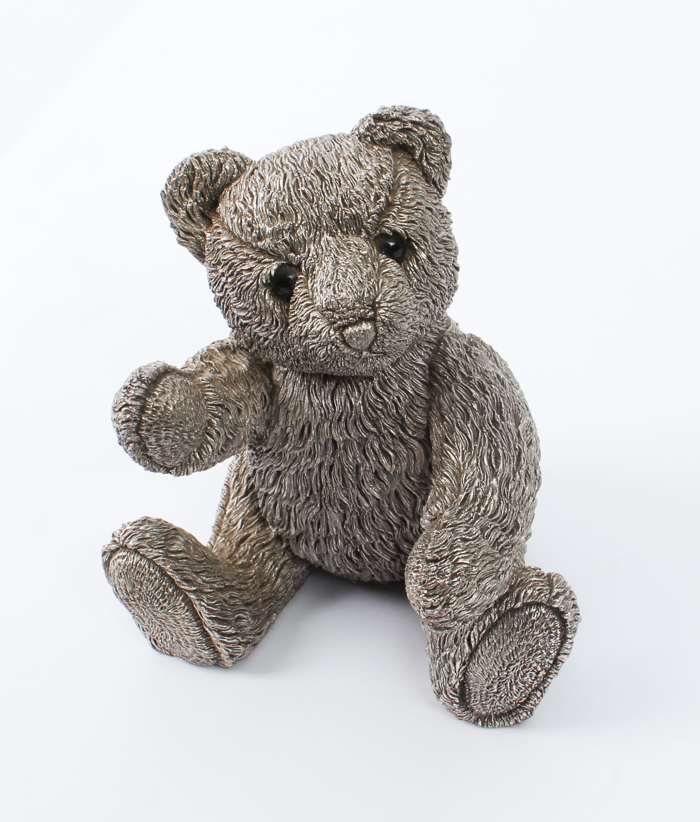 A modern filled sterling silver teddy bear - Country Artists, Birmingham 1996, with black-painted